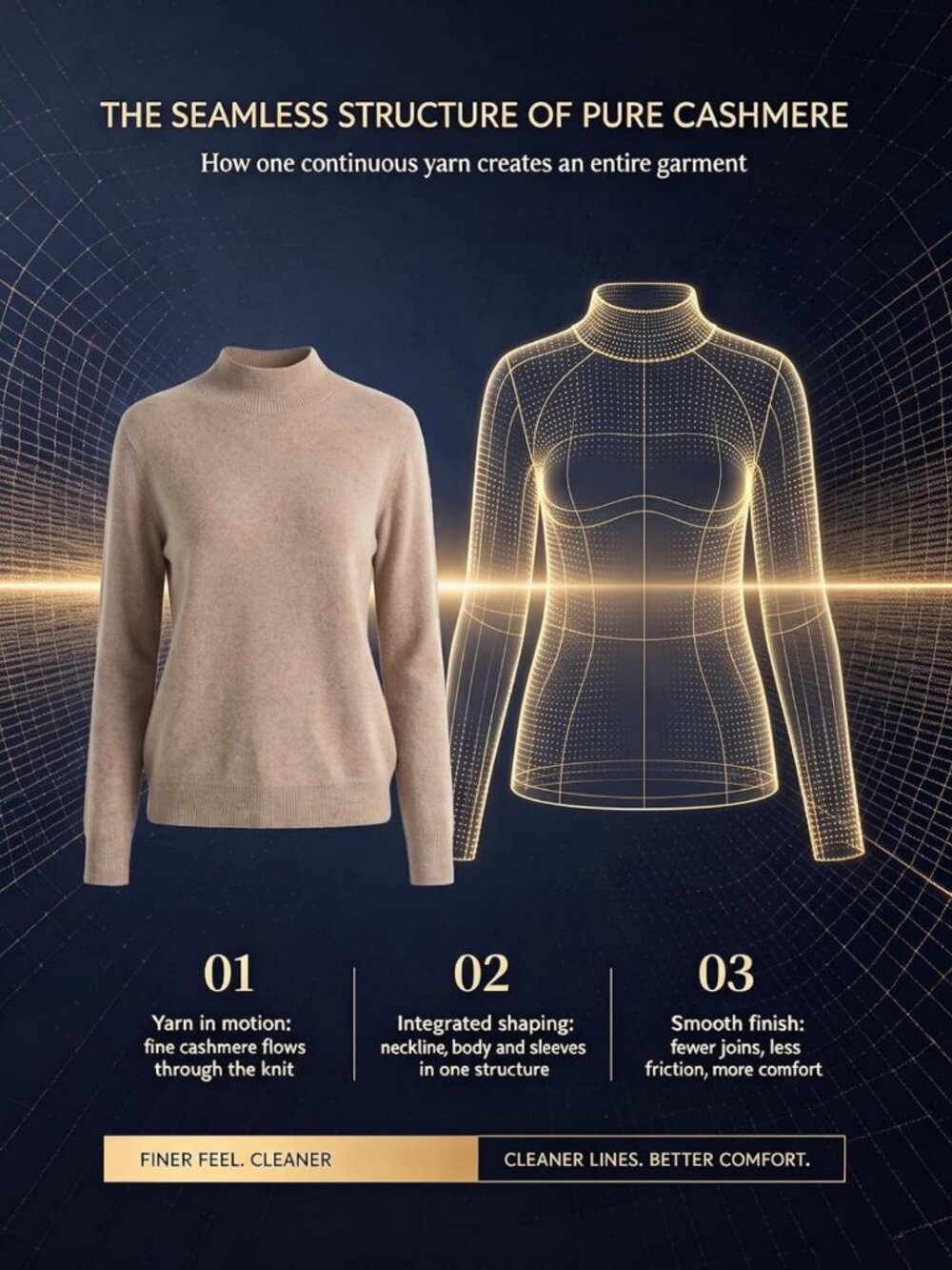 Cozy 100% Cashmere Mock Neck Sweater - Long Sleeve Knit Pullover for Fall/Winter - Picture 5 of 6